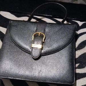 Guy Laroche Black and Gold Satchel with Vintage Charm